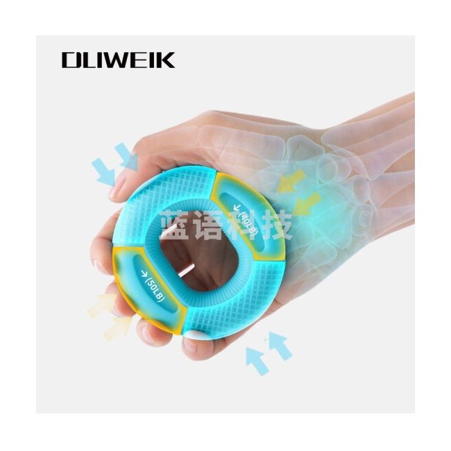 杜威克 握力器 双磅数硅胶双力度握力圈 手力训练康复手指健身器 湖蓝 40-50磅