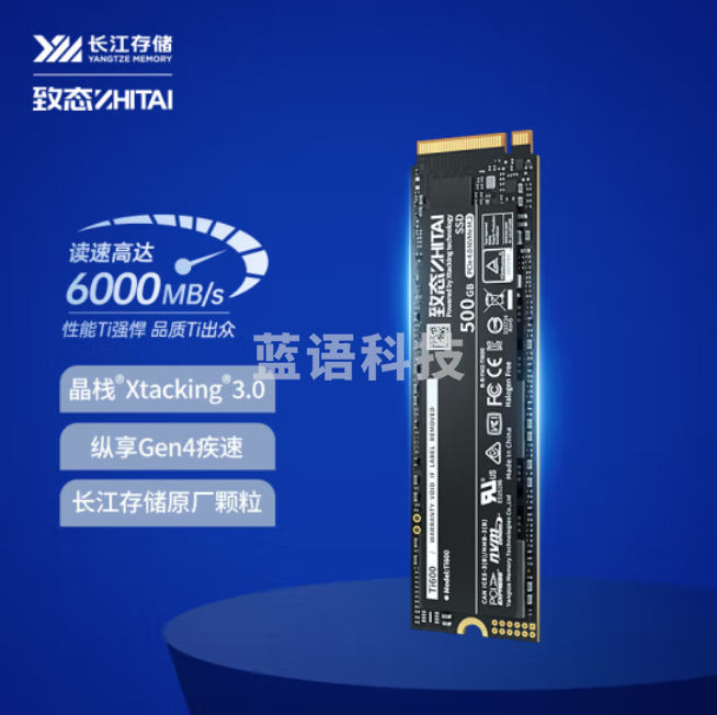 致态(ZhiTai)长江存储 500GB SSD固态硬盘 NVMe M.2接口 Ti600系列 (PCIe 4.0 产品)