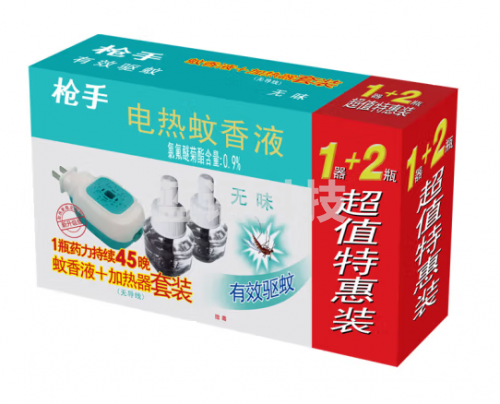 蚊香液 枪手电热蚊香液套装无导线无味1器+2瓶无香型驱蚊液电蚊香 无导线 无味 1器+2瓶