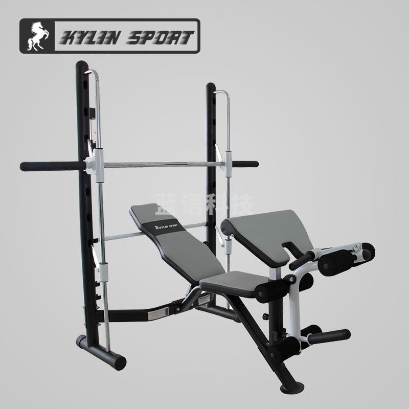 KYLINSPORTKYLIN BN021举重床 安全多功能 卧推深蹲架 史密斯机杠铃架 搭配80k黑色包胶三孔片 大型健身器械配件 安全用仪器