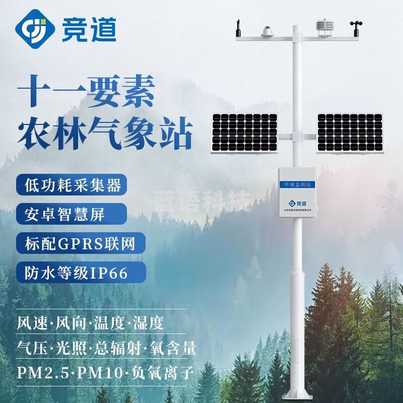 竞道光电小型气象站JD-QC11户外农业风速风向监测室校园环境雨量自动观测仪 QC11十一要素监测站 安全用仪器