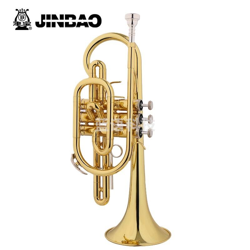 津宝/Jb津宝 短号 JbCR-900专业黄铜管体降B调漆金三立键短号 小号 电子电工类