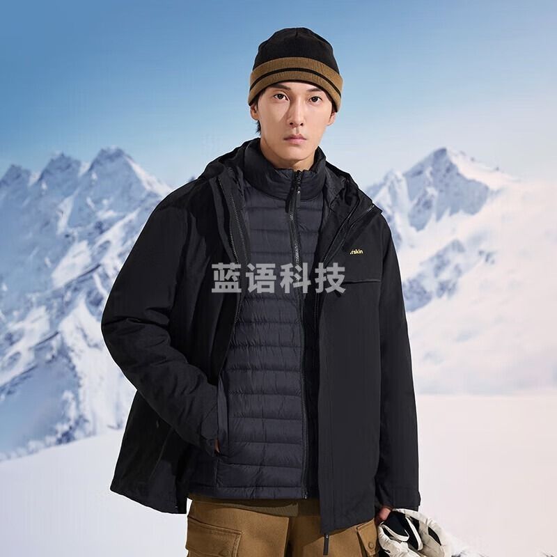 狼爪/Jack Wolfskin 羽绒冲锋衣男防水防风鹅绒内胆夹克外套5122331 黑色 XL 冲锋衣裤 安全用仪器