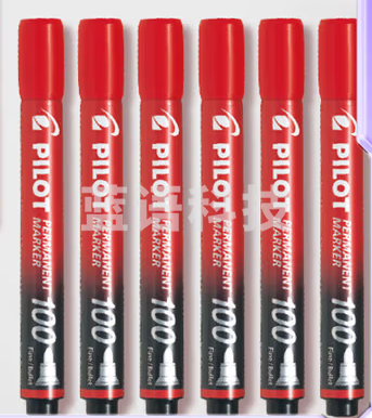 百乐（PILOT）油性马克笔记号笔圆头易干标记笔SCA-100 F尖 红色 24支