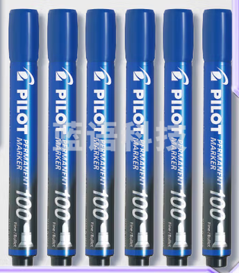 百乐（PILOT）油性马克笔记号笔圆头易干标记笔SCA-100 F尖 蓝色 24支