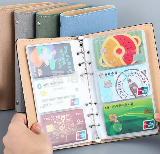 朗捷 名片收纳册活页款 卡包大容量收集薄 浅蓝（5个起购）