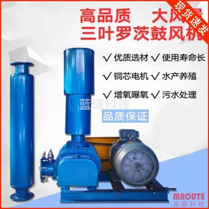 三叶 罗茨鼓风机鱼塘曝气污水处理380v工业ZFSR80+5.5kw电机水产养殖高压增氧机 污水处理设备 学科专用仪器设备1