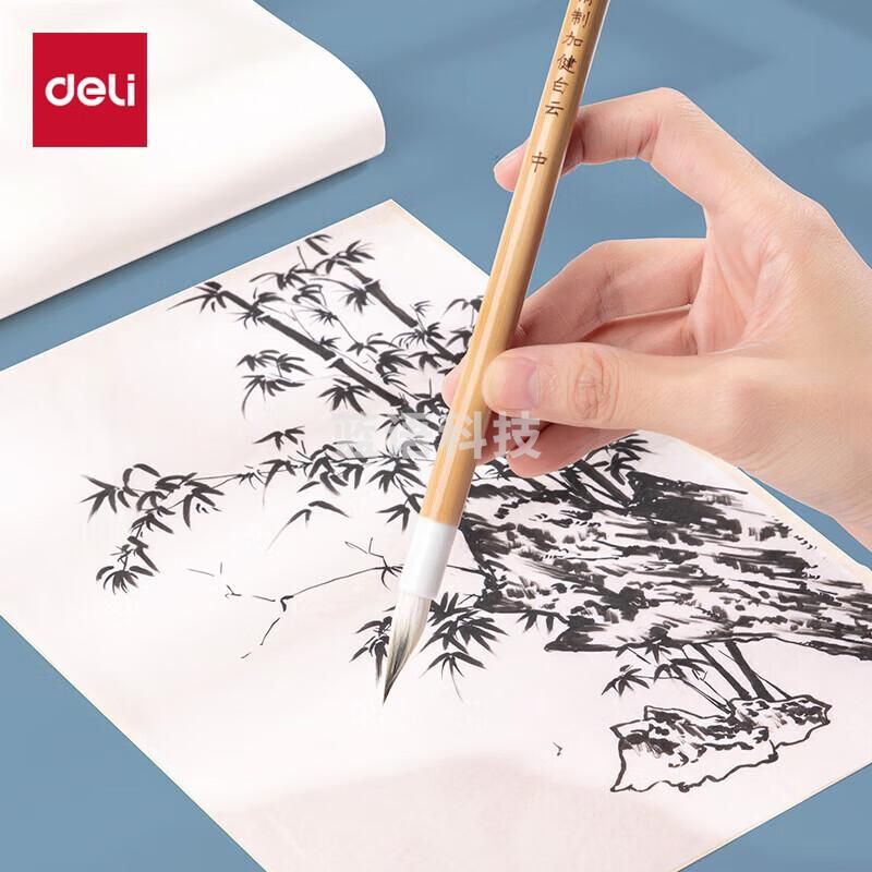 得力（deli）白云毛笔兼毫加健羊毫入门书法毛笔套装文房四宝大中小号国画笔大楷笔 开学礼物 加健中白云 HW150-M加健白云毛笔大号