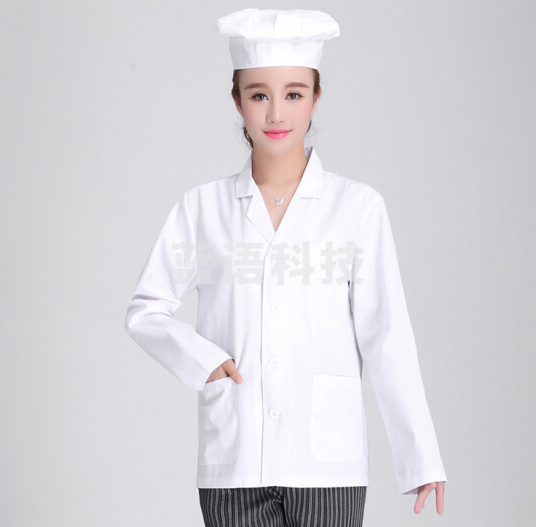 厨师服长袖翻领厨房工作服  白色长袖 XXL