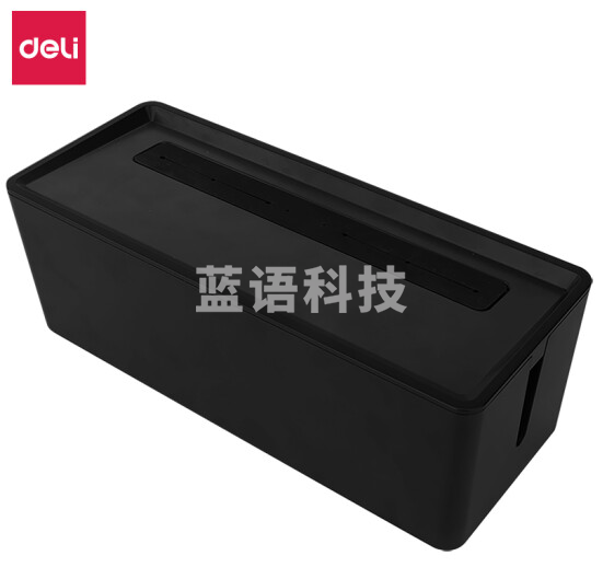 得力(deli) 插座收纳盒 桌面美化排插理线盒 安全6孔出线 插线板/插排/排插/接线板/拖线板 暗夜黑 8906