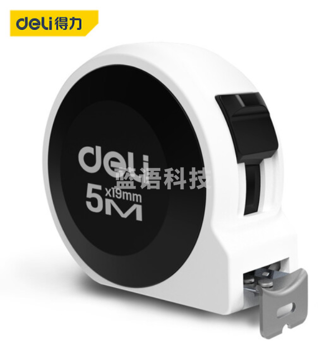 得力(deli)居家款5m黑白钢卷尺盒尺伸缩尺拉尺木工尺钢尺测量工具 H8005B