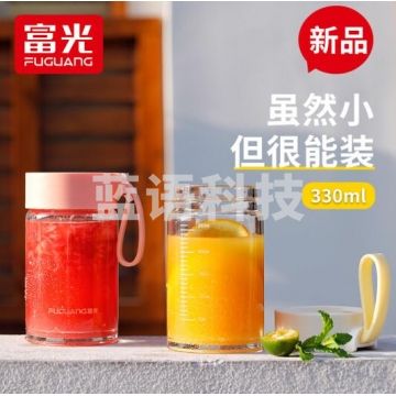 富光清然玻璃杯 便携 耐热防爆刻度 水杯子 330ml
