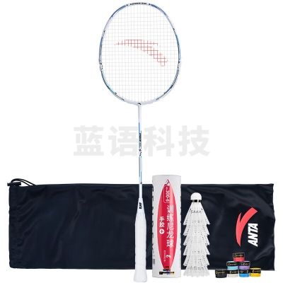 安踏 ANTA 610-1 羽毛球拍 单拍全碳素纤维4U超轻专业训练 白蓝单拍 C500