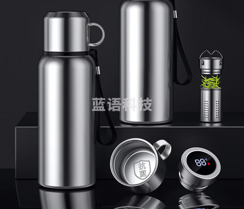 贝乐凯保温杯 水分离杯316不锈钢保温壶 600ml钢本色 智能数显款10105865311390