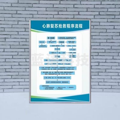 巨联 医院抢救室急救流程步骤挂画 抢救流程图 KT板包银边 (3张起发) 60x90cm