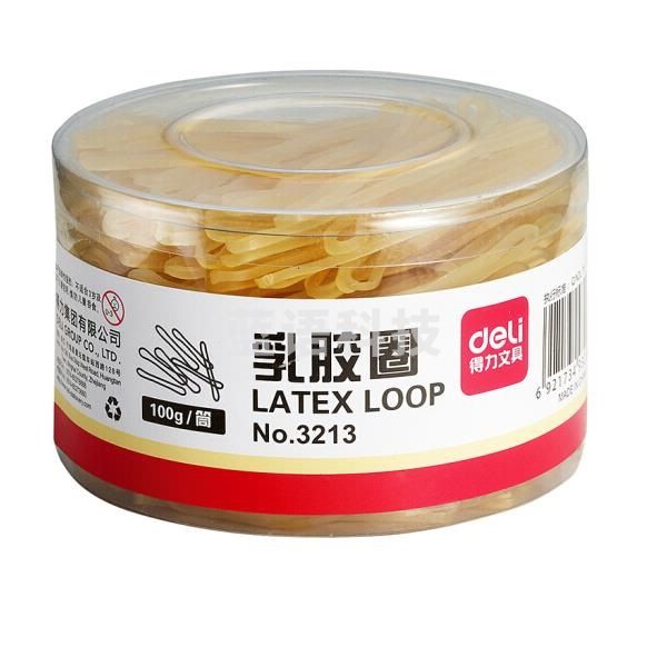 得力(deli)100g 办公耐用乳胶圈 橡胶圈  3213（5盒起售）