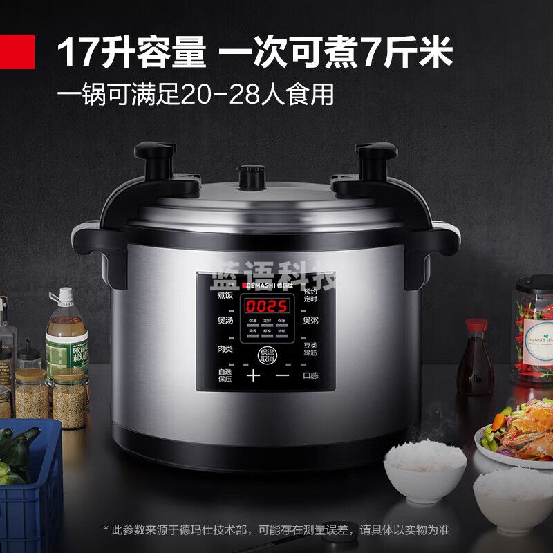 德玛仕商用电压力锅 电高压锅大容量17L升多功能单位企业食堂饭店高压力电饭煲锅20-28人用YBD17-190