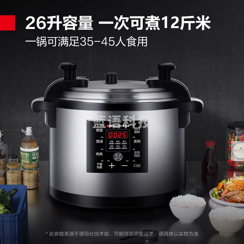 德玛仕商用电压力锅 电高压锅大容量26L升多功能单位企业食堂饭店高压力电饭煲锅35-45人用YBD26-350
