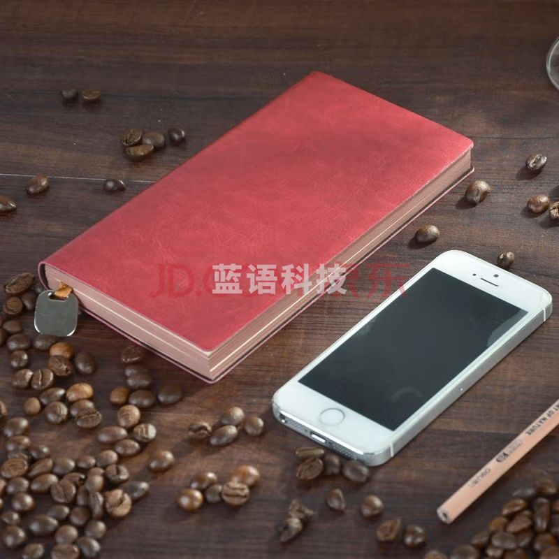 博文(bowen)B5 酒红色PU软皮带吊牌坠盒装办公文具用品工作会议记事本