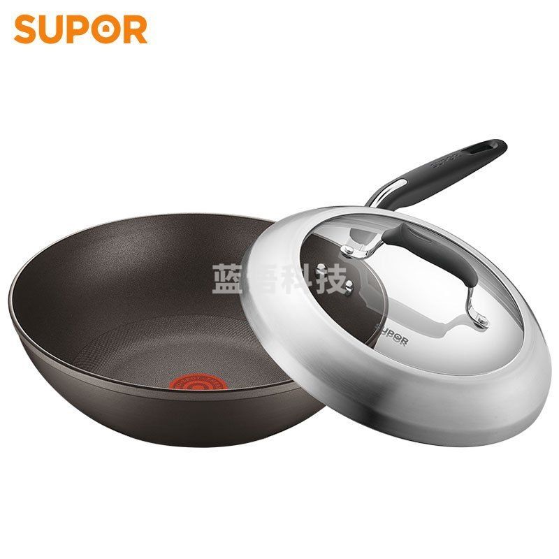 苏泊尔PC30HA2 火红点钛金刚无油烟炒锅 钢玻盖（无副把手）30cm