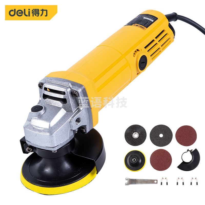 得力DL96366 750W角磨机多功能切割机角向磨光机手磨机家用打磨机后置开关抛光机 多功能套装