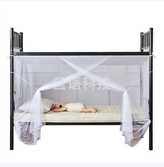 学生蚊帐宿舍专用上下铺加密新款家用老式简易寝室单人床防蚊罩 防尘顶18针加密:白色【正门】 学生床:90宽*190长