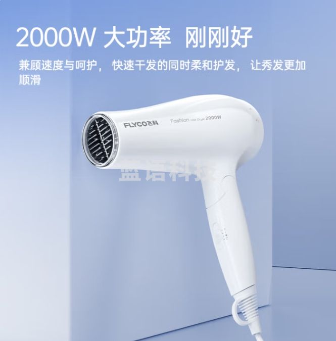 科(FLYCO)电吹风机家用发廊大功率2000W速干恒温便携可折叠白色FH6232