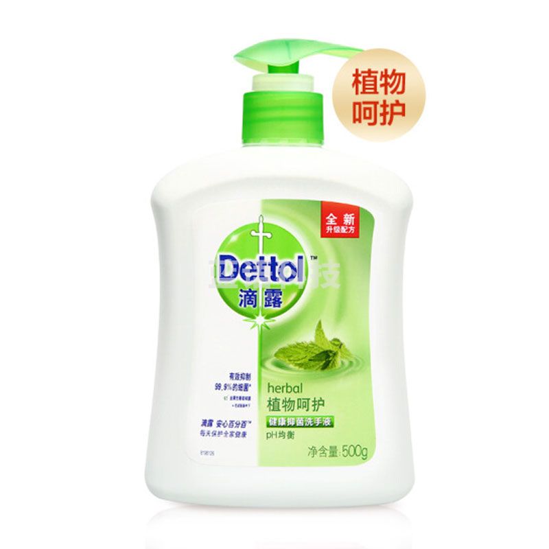 滴露Dettol健康抑菌洗手液植物呵护500g 抑菌99.9%.