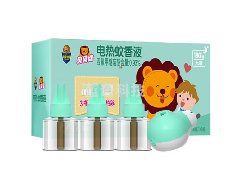 超威 贝贝健电蚊香液儿童驱蚊液灭蚊器防蚊子温和无烟无香补充装3瓶1器