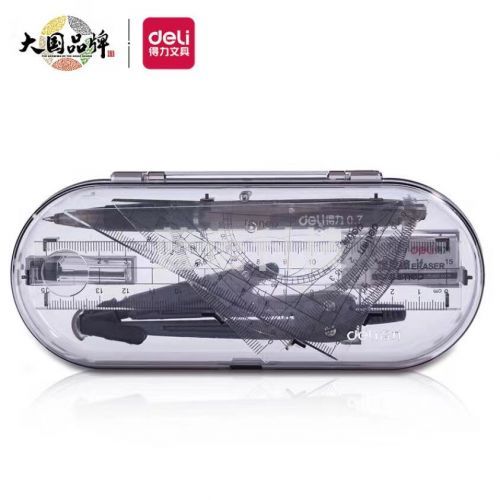 得力（deli）学生考试绘图套尺8件套装（铅笔+铅芯+橡皮+圆规+尺子/三角尺+量角器）测量绘图工具 9591