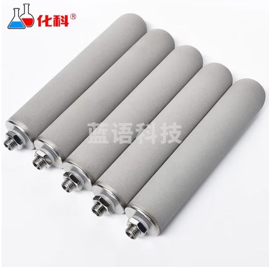 化科 金属粉末烧结钛棒滤芯过滤器管道除尘除锈蒸汽循环过滤可重复使用 钛棒滤芯10英寸3umM20接口