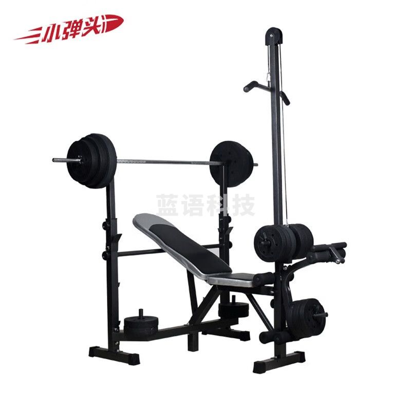 多功能高拉举重床卧推架杠铃套装深蹲架健身器材家用杠铃床卧推床 豪华举重床+100kg杠铃+高拉杆
