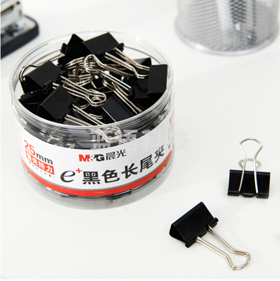 晨光(M&G)ABS92735 Eplus黑色长尾夹25mm  48枚/盒(筒装)