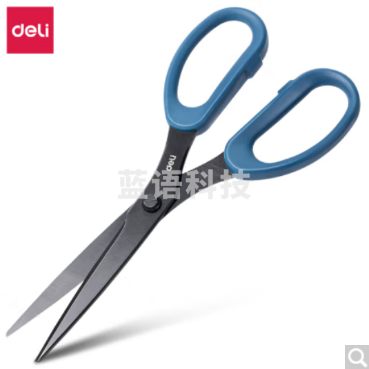 得力(deli)210mm人机造型剪刀 蓝色防锈处理 办公用品 蓝色 10支装 77794