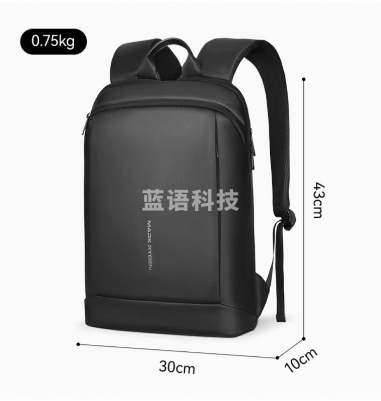 马可莱登(MARK RYDEN)双肩包男士多功能薄款背包休闲书包 15.6英寸笔记本商务电脑包 MR9813