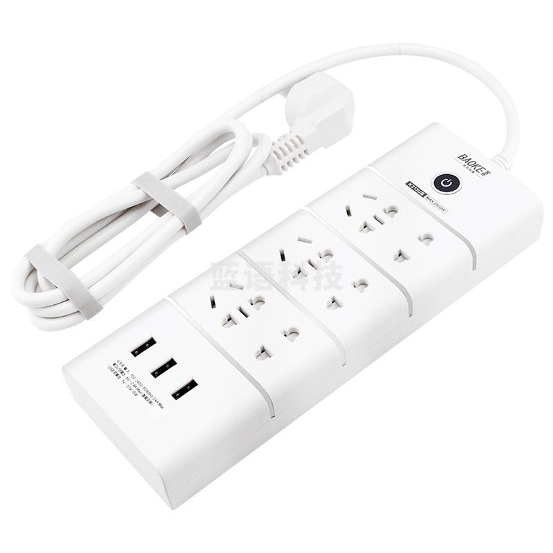 宝克 3USB接口+6孔位总控开关3m 新国标USB插座/插线板/插排/排插/接线板/拖线板K213-3