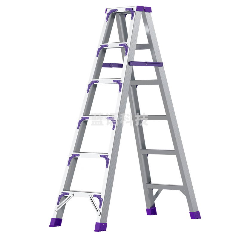 创硕梯子家用工程梯铝合金楼梯人字梯仓库理货梯 六步梯加强加固款