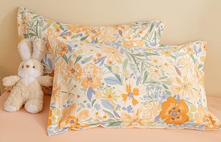 名创优品（MINISO）100%纯棉枕套 全棉新疆棉枕芯保护套枕头套  莱茵48x74cm一对装