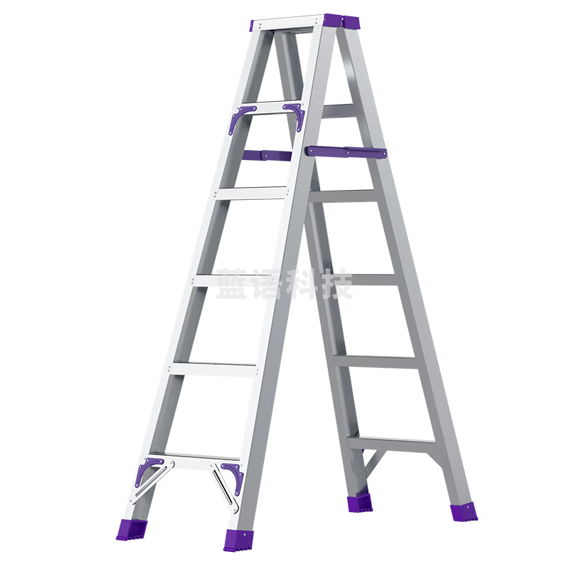 创硕梯子家用工程梯铝合金楼梯人字梯爬梯仓库理货梯 六步梯加强款