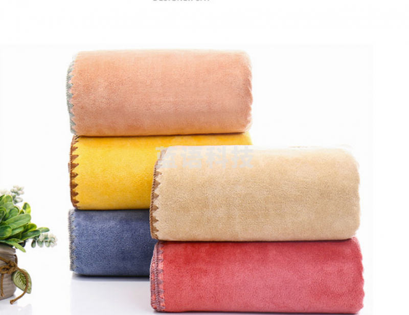 沐凡 浴巾加厚吸水毛巾 珊瑚绒卡通刺绣款 蓝色140*70cm