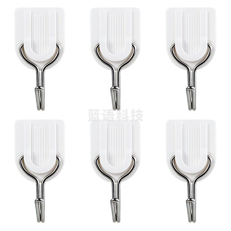 得力(deli)强力粘胶挂钩 挂衣钩(5卡装) 厨房浴室墙壁免钉门后挂衣钩 19350 6只/卡(承重0.5kg)