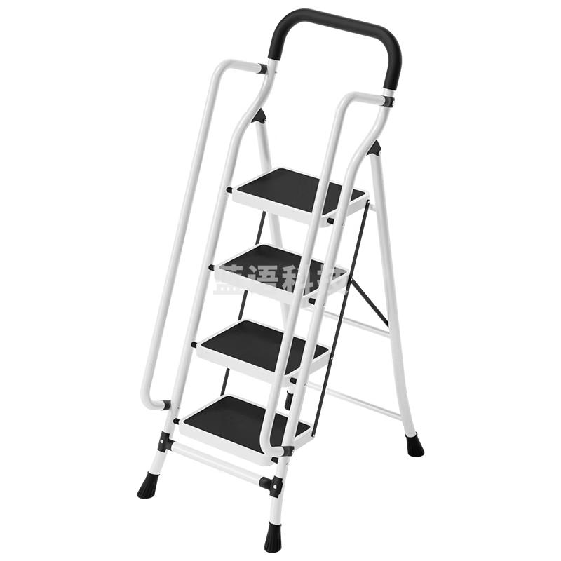 创硕 梯子家用折叠梯便携人字梯工程梯  月光白扶手四步梯26*38踏板