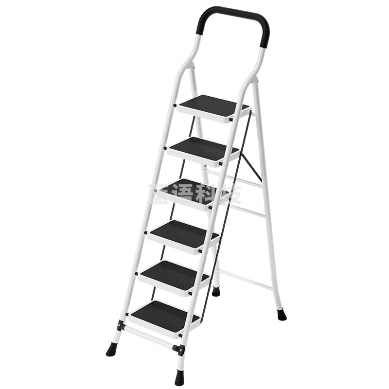创硕 梯子家用折叠加高人字梯便携工程梯 【月光白六步梯】26*38踏板