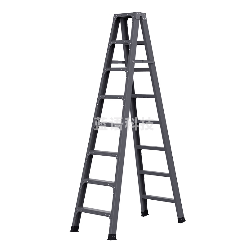 创硕 家用梯人字梯便携工程梯仓库工业梯子 八步梯-深空灰加强加固款