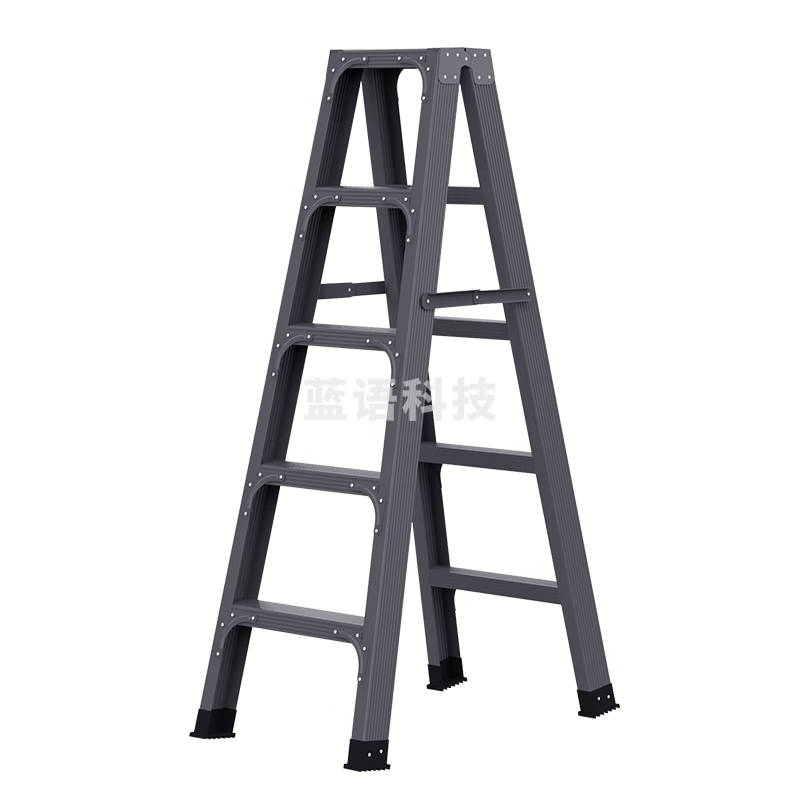 创硕 梯子家用梯折叠人字梯铝合金工程梯 【五步梯】深空灰加强加固款