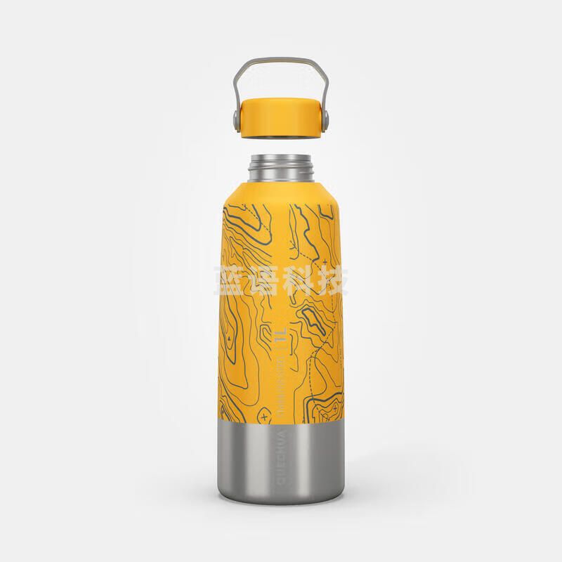 迪卡侬 登山便携大容量不锈钢水杯情侣金黄色-1000ml-4490040