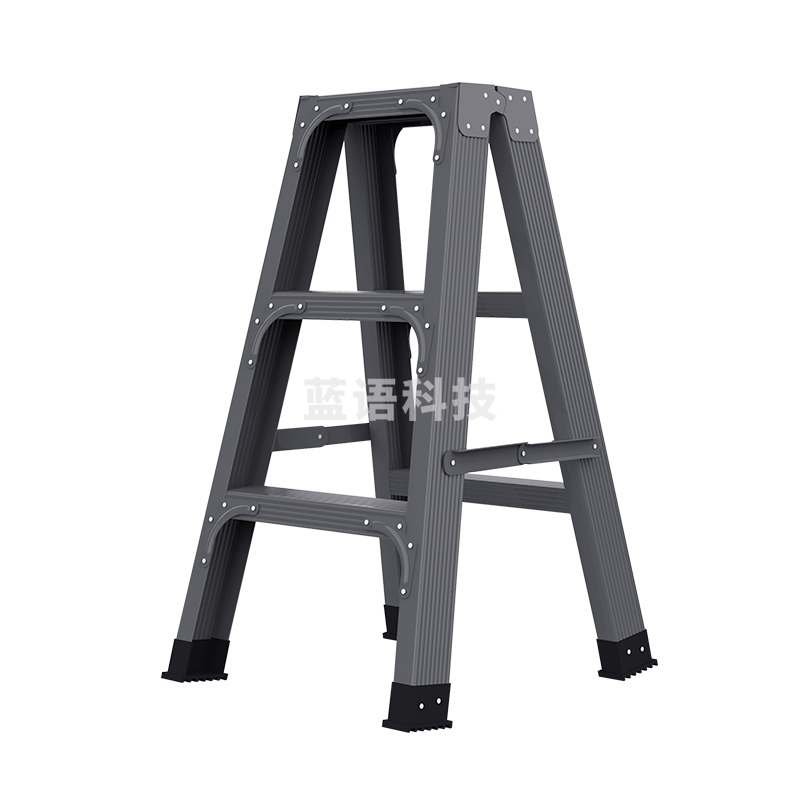 创硕 梯子家用梯折叠人字梯铝合金工程梯【三步梯】深空灰加强加固款