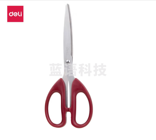 得力(deli)剪刀 21厘米长大剪刀 6010 手工剪刀 红色
