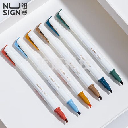 得力(deli)NS701-2 纽赛慕韵系双头荧光笔 6色彩色记号笔