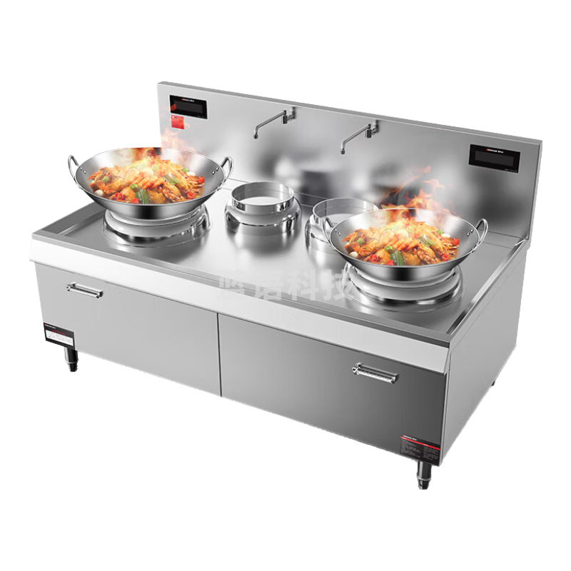 德玛仕（DEMASHI）大功率 商用电磁大炒炉大锅灶学校单位食堂 12kw双头双尾爆炒炉HW-SXC12D-01（304材质）